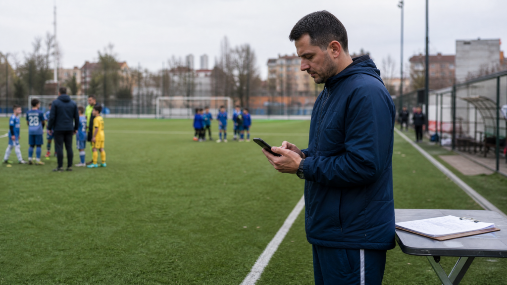 Organizator omladinskog fudbalskog turnira unosi rezultat utakmice putem mobilnog telefona
